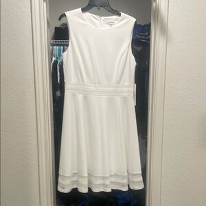 Calvin Klein White Sleeveless A-Line Mini Dress